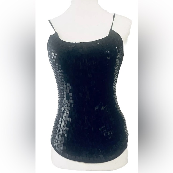BeBe Black Sequin Top S.  (EUC) Excellent Used Condition - Picture 1 of 6
